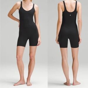 Lululemon Athletica Align Bodysuit Jumpsuit 6” Size 12 Black Shelf Bra